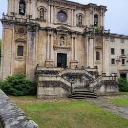 The church in Samos. The front stairs are reminiscent of the ones we'll see in Santiago.