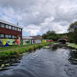 The Hyndburn Mural being created by Gavin Renshaw in collab with students from The Hollins