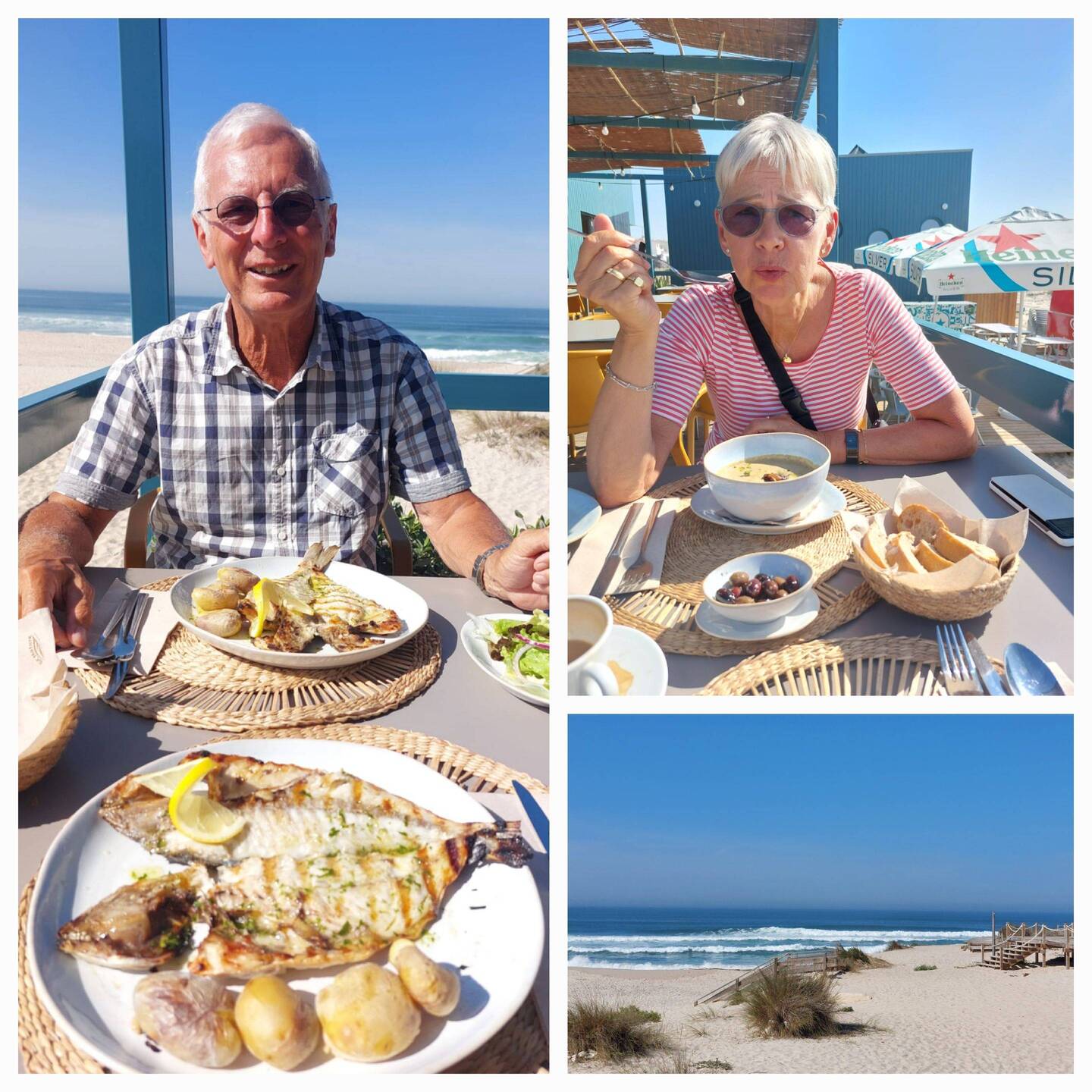 Auf dem Weg nach Nazaré ein nettes Strandlokal aufgesucht.