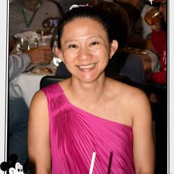 Bright pink certainly pops against the white and black stockings of Animator's Palette restaurant