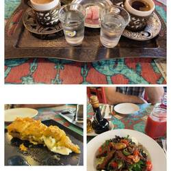 Turkish coffee, Harem Salad with beef, Baklava
