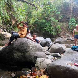 Our juvenile companions having a good time at the Sekoah Waterfall