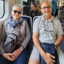 Deniz and I on the İzban train to Selçuk ... İzmir.