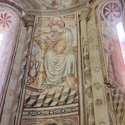 A 13th century fresco of a pregnant Virgin Mary.