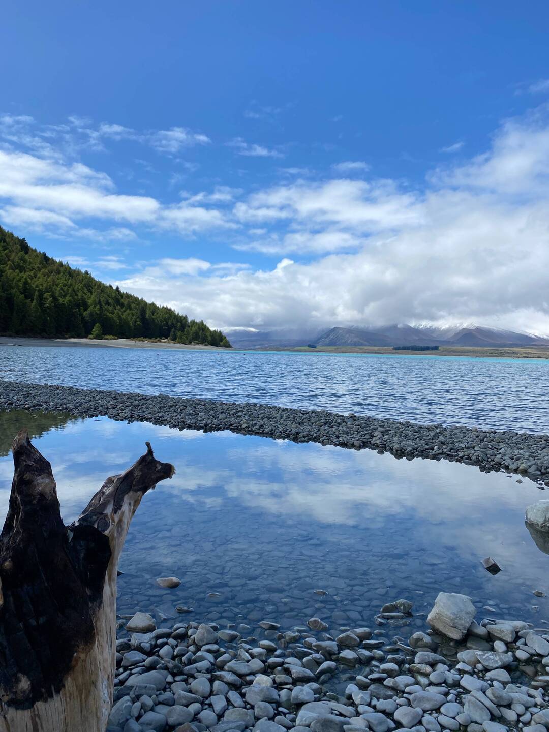The lake when we arrived - still a bit under cloud cover