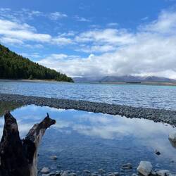 The lake when we arrived - still a bit under cloud cover