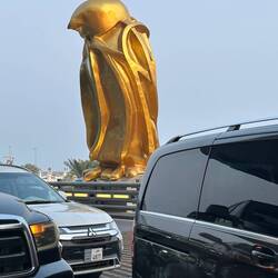 Golden Falcon Statue at airport