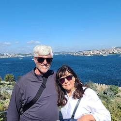 on the balcony of one of the Palace buildings