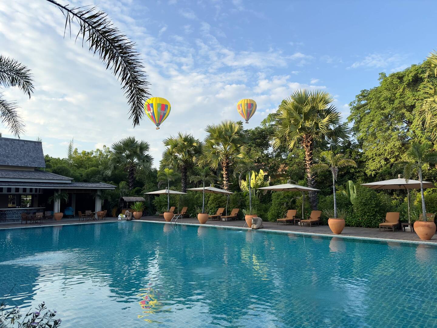 Zum Frühstück noch einmal Blick auf die Ballons