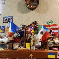 These flags and trinkets decorated a café we stopped at for fresh orange juice.
