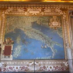 Ancient map of Italy with topography