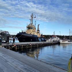 This icebreaker is the tiniest of those that are usually in Luleå, funny to see the Freya here!