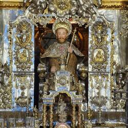 The statue of St. James. We went behind the alter to hug him.