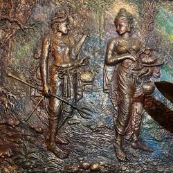 Ein Prinzenpärchen bringt den Zahn im Hasr versteckt nach Sri Lanka.