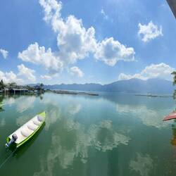 The view of Batur lake from the hot springs