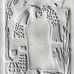 Ezio Gribaudo Logogrifo, rilievo su carta buvard, 46 x 60 cm, 1968