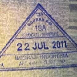 My exit stamp from Indonesia. I could not find my entry stamp.