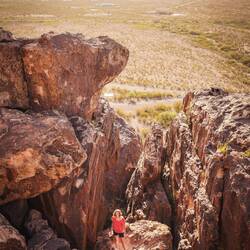Scrambling our way up to the cave paintings