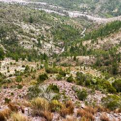 Looking down from path to Horsetail Falls