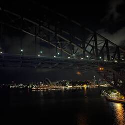 It was cold on deck, but enough people were up for a big cheer as we passed under SHB
