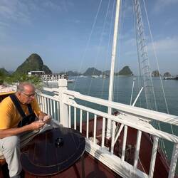 Schönstes Wetter bei der Abfahrt Richtung Hafen..