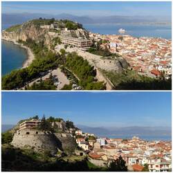 Blick auf Nafplio von der Festungstreppe aus
