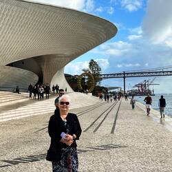 Out the front of the new building of MAAT