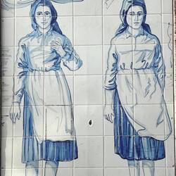 Tile work outside a laundromat