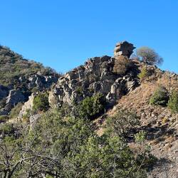 In the gorges: we passed by this big square rock a minute ago