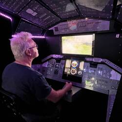 Kev landing a space shuttle. Needs more practice!