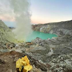 Evidence of sulphur mining at Mt. Ijen
