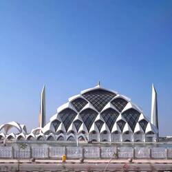 a futuristic mosque in the middle of nowhere