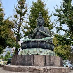 A giant Buddha statue at the popular Asakusa Kannon temple