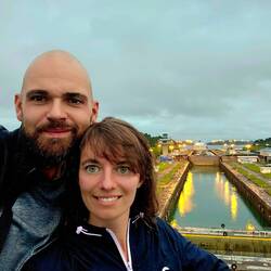 Das Ende des Kanals, mittlere Schleuse in der Dämmerung