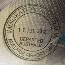 My exit stamp for Australia.