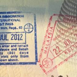 My entry and exit stamps for Kuala Lumpur.