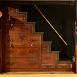 Traditional staircase in our guesthouse: i love the storage design