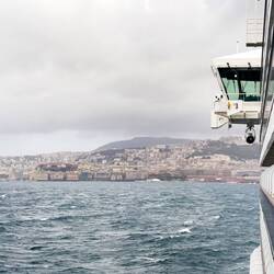 On approach to Naples, veiled in the mist ... when Oosterdam begins a slow turn.