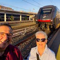 Waiting for our train to Roma Termini Station — Civitavecchia, Italy.