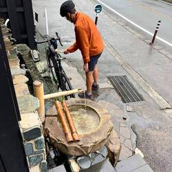 Washing the bikes after a rainy day