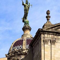 The tiled dome of the Basilica of Our Lady of Mercy — Barcelona, Spain.
