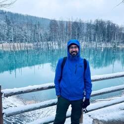 Me in front of the Blue Pond in Shirogane