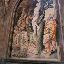 St Sebastian shot with the arrow from the Archer across chapel