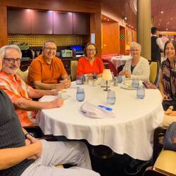 Our group dinner in the Vista Dining Room — aboard Oosterdam.