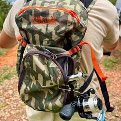 Bag packed with rod and bait