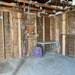 Too bad the wood floors were in such bad shape from having concrete poured onto them.