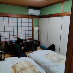 Onze kamer in de Ryokan.