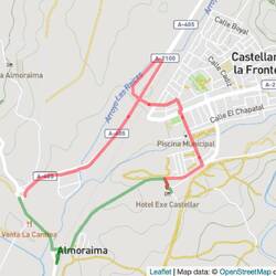 Green = shortest route; red = route we took by mistake