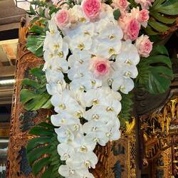 The flowers were all real, orchids and roses!