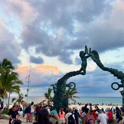Eine rituelle Aufführung in Playa del Carmen